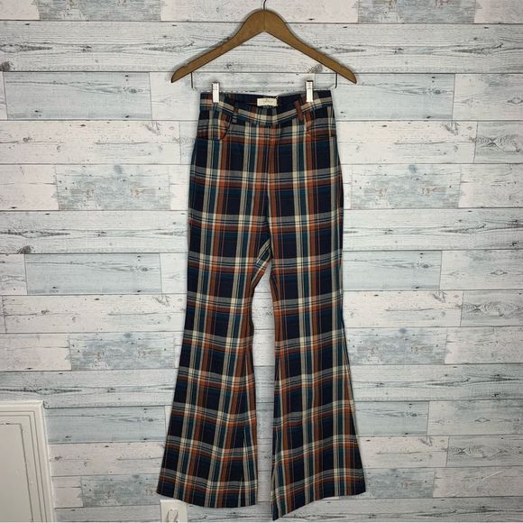 Petersyn Women's Plaid Fabio Flare Pants Orange Bryant Size XS NWT - Picture 1 of 9
